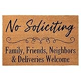 Funny Coir Doormat No Soliciting Family Friends Neighbors Welcome Funny Front Porch Decor Doormat Fo