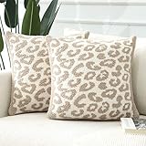 OTOSTAR Ultra Soft Plush Leopard Throw Pillow Covers 18 x 18 Inch Warm and Cozy Knitted Polyester Pi