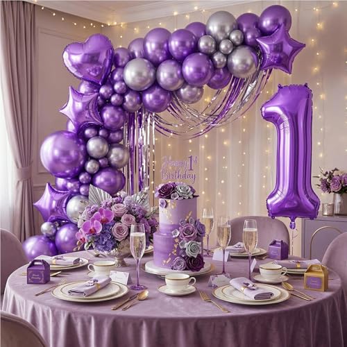 Image of Number Balloons for Birthday Decorations - 40 Inch Large Party Balloons 1, Purple Foil Number Balloons for Boys Girls, Balloons for Party Supplies