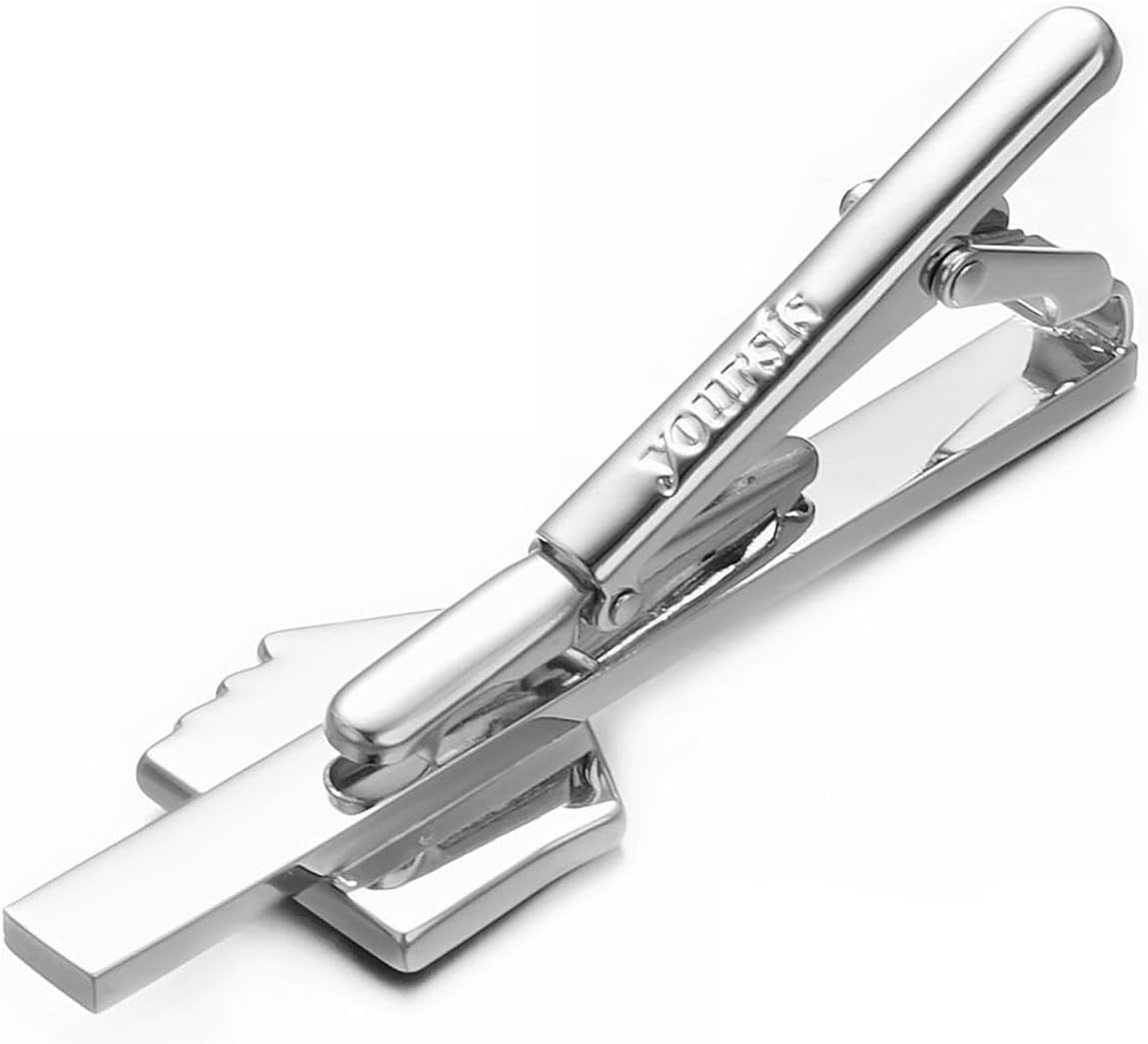 Yoursfs Sliver Poker Tie Clips For Men Unique Stainless steel 4 Aces Bridge Game Tie Clips For men Jewelry For Father Husband Suitable For Daily image 5