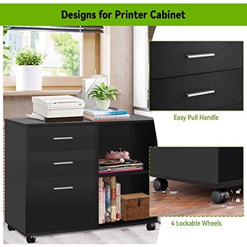 image for INTERGREAT 3-Drawer File Cabinet, Mobile Lateral Filing Cabinet, Print