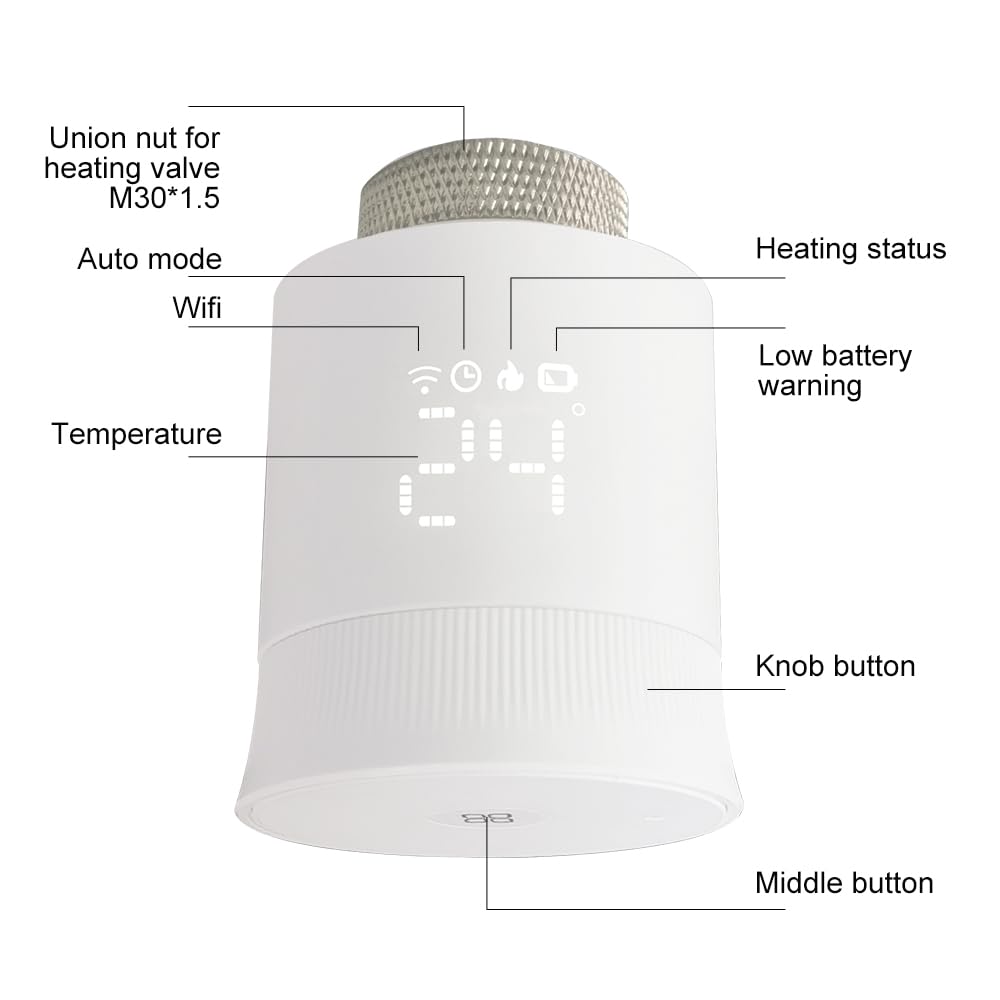 KETOTEK Inteligentny termostat do grzejnika, zestaw startowy z koncentratorem Tuya, termostat Wi-Fi, ogrzewanie cyfrowe Zigbee, zestaw do grzejników, kompatybilny z Alexa/Google Assistant
