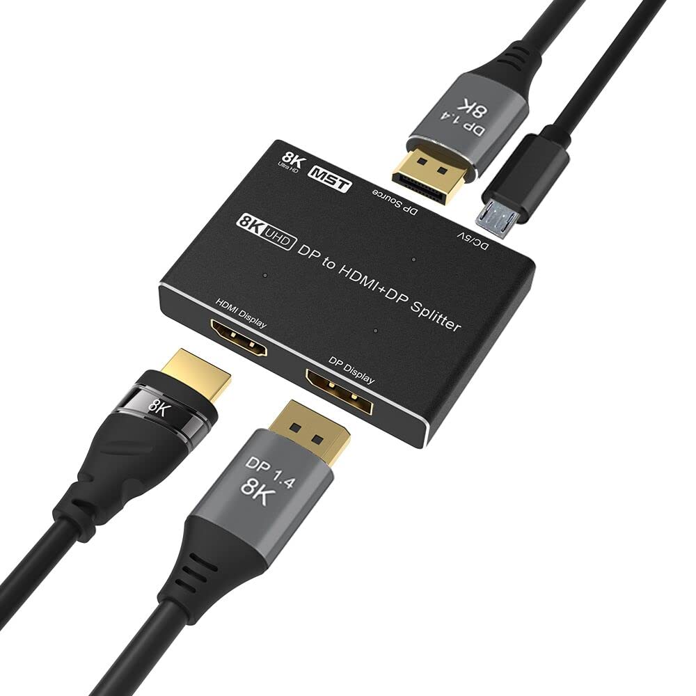 Commutateur DisplayPort 1.4 Bidirectionnel - 8K@60Hz, 4K@144Hz, Pour Basculer Entre 2 Sources Ou 2 écrans - 12