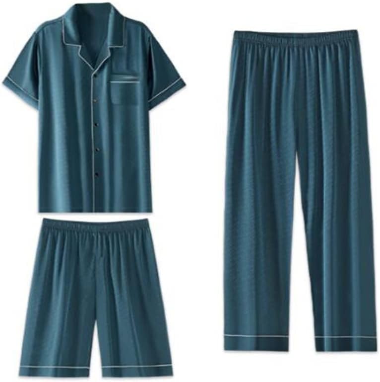 Ice Silk Three-piece Suit Short-sleeved Trousers Pajamas Men's Thin Home Clothes