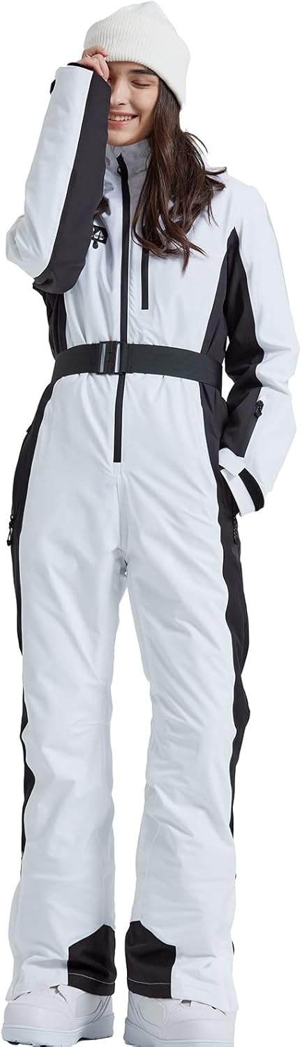 HOTIAN Women One Piece Ski Suits Slim Fit Overalls Jumpsuits Waterproof Winter Outdoor Snowboard Snow Suits