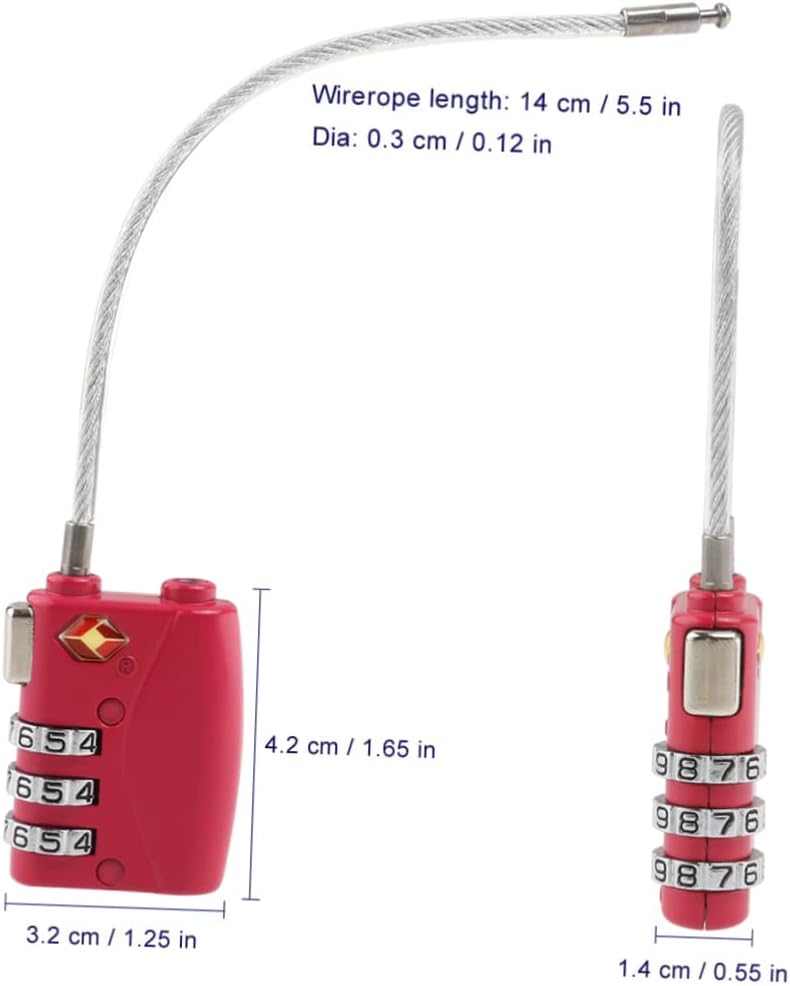Gadpiparty TSA Approved Pink Combination Luggage Lock with Durable Zinc Alloy Cable Resettable Password Padlock for Suitcase Travel Security