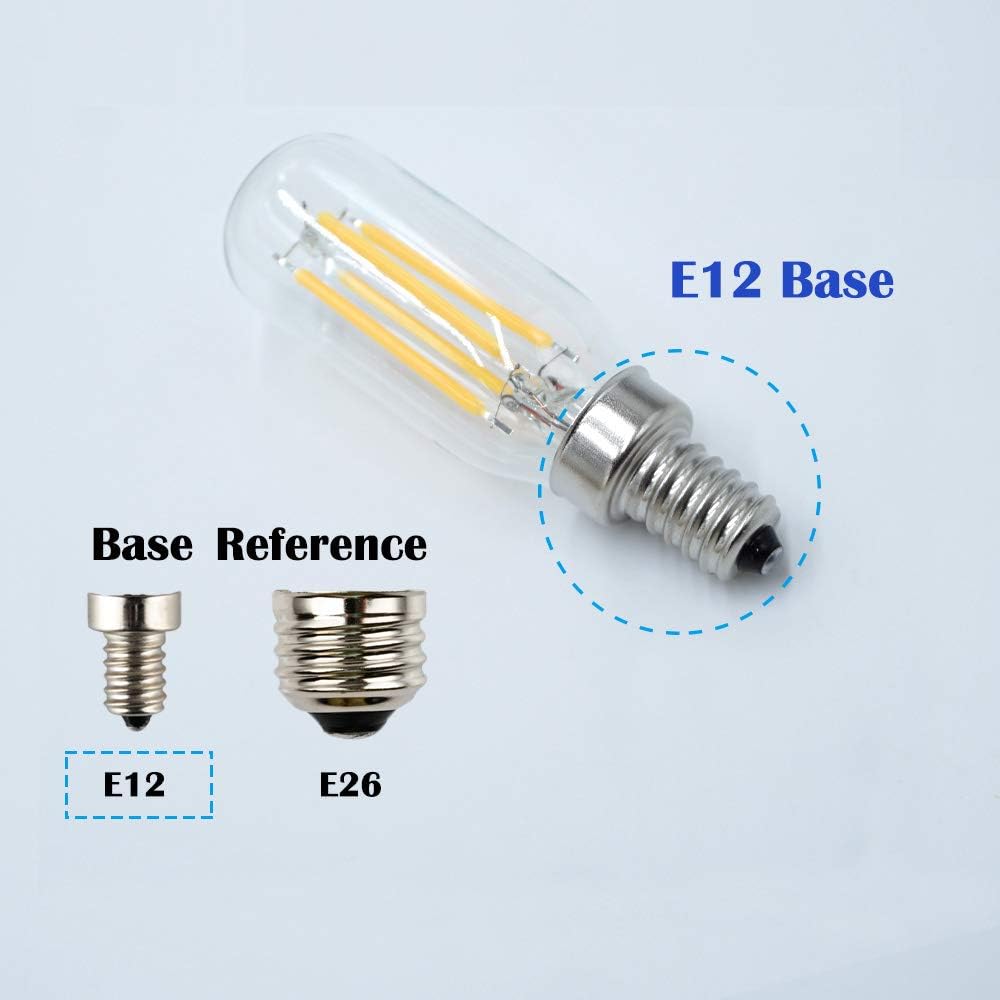 T8(T25) Mini Tube LED Bulb, 4W Dimmable, 400Lm 40W Incandescent Equivalent, Candelabra Bulb E12 Base, 2700K Warm White Soft Lighting, Clear Glass Small Tubular Tip, Pack of 5