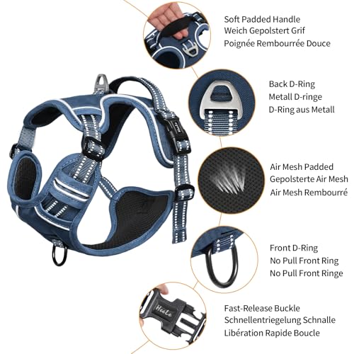 Image of HEELE Dog Harness for Medium Dogs No Pull Dog Vest Harness with Soft Padded Handle Reflective for Outdoor Training, Royal Blue, M