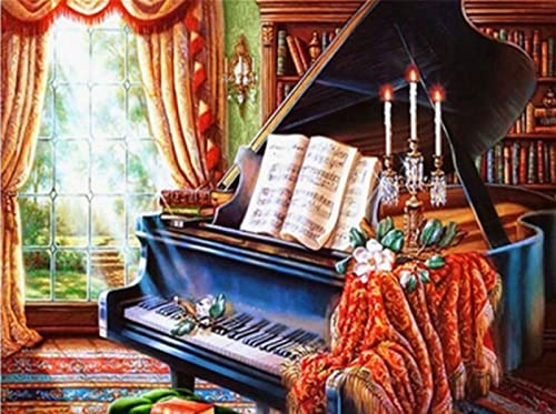 Peinture au diamant 5D kit adulte contre le stress, déco maison piano