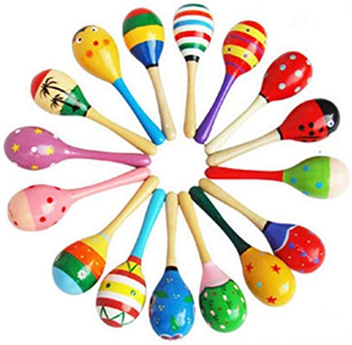 10 Pcs Wooden Egg Shakers Maracas Percussion Musical Egg for Easter Basket Stuffers, Easter Egg Fillers, Musical Instrument, Easter Hunt(Assorted Colors)