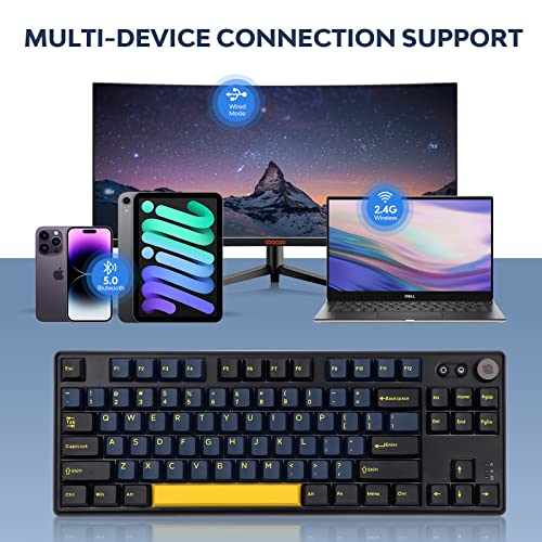 Epomaker Cidoo Abm084 Tkl Hot Swap Rgb 2.4Ghz/Bluetooth 5.0/Wired Mechanical Knob Keyboard Nkro With Poron Foam, 3000Mah Battery, Double Shot Pbt Keycaps For E-Sport Win/Mac/Linux(Quark Matte Switch) #TOP5