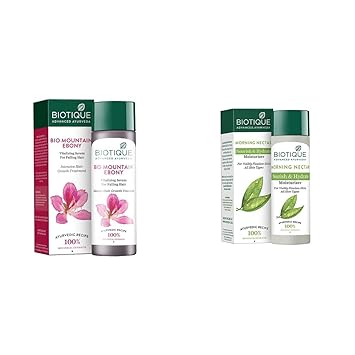 Biotique Bio Mountain Ebony Vitalizing Serum For Falling Hair Intensive Hair Growth Treatment, 120ML And Biotique Morning Nectar Flawless Skin Lotion for All Skin Types, 190ml