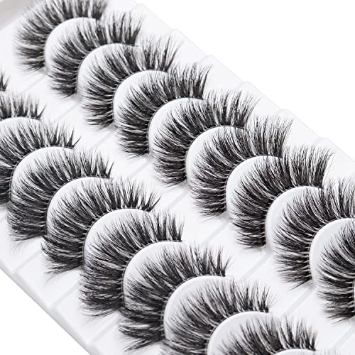 False Eyelashes Mink Lashes Clear Band Fluffy Curly Cat Eye Lashes Look Like Eyelash Extensions Milybest Fake Eyelashes Lash Strips Pack #TOP6