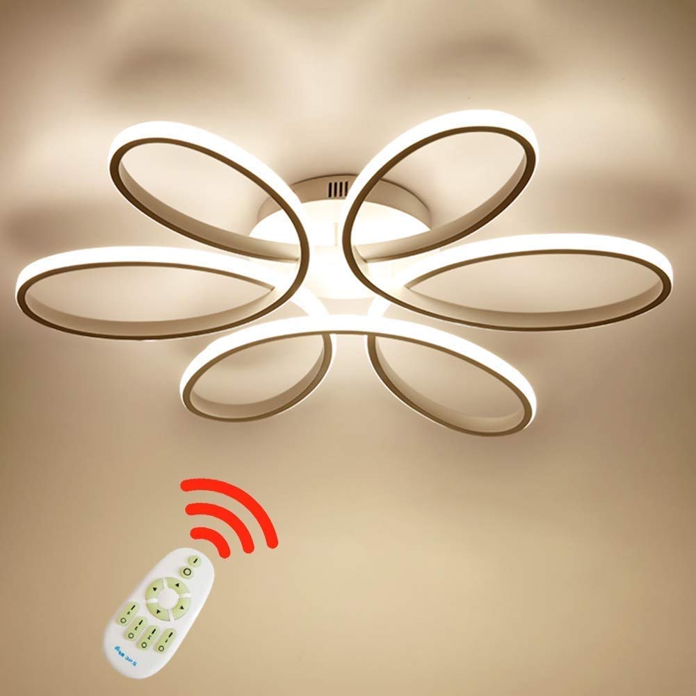 75W LED de luz de techo de la flor forma creativa de acrílico pantalla de aluminio moderna elegante blanco mate lámpara de techo de la sala comedor luz de techo de la habitación L58cm * H11cm