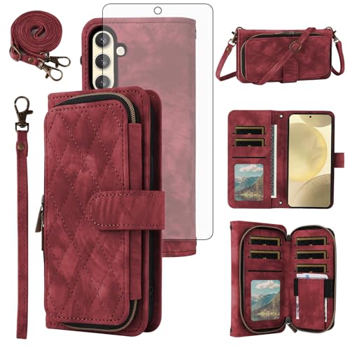 Étui Samsung Galaxy S24/S25 5G anti-choc avec porte-carte et vitre intégrée