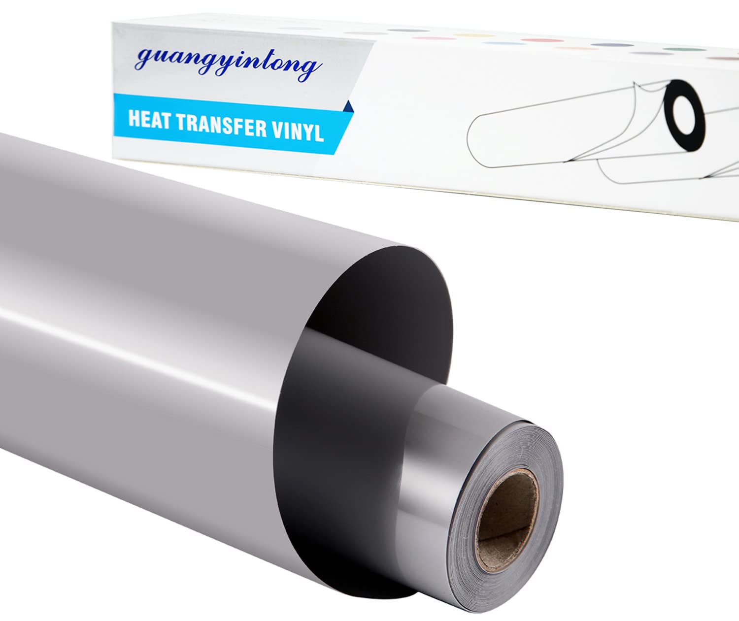 guangyintong Heat Transfer Vinyl HTV Rolls, Gray Iron on Vinyl 12" x 8ft