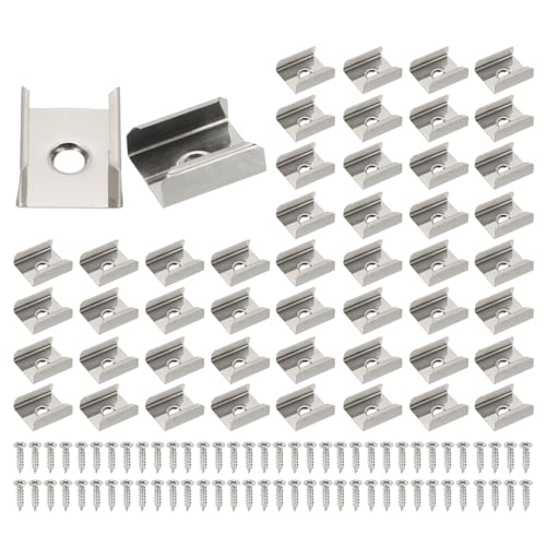 Image of PATIKIL LED Strip Clips, 70pcs Stainless Steel Mounting Brackets Fixing Clip Clamp Support Holder with Screws for 16mm LED Strip Lighting Cable