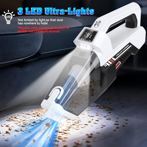 Tiazhan Handheld Vacuum Cleaner, 16000PA Powerful Suction Portable Lightweight Car Vacuum Cleaner Cordless, Rechargeable Battery Quick Charge Cleaner For Home, Car, Carpet Stairs, Pet Hair Cleaning - 5