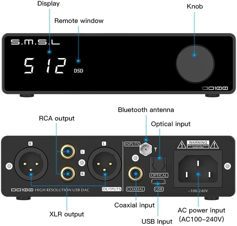 Amazon.co.jp: SMSL DO100 USB DAC ES9038Q2Mx2 OPA1612x4 Bluetooth5 