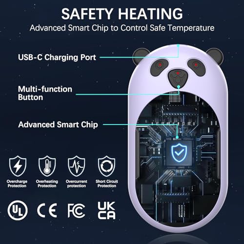 Enituo Handwärmer Wiederaufladbar 2er-Set, Handwärmer Elektrisch 6000 mAh mit 3 Stufen Heizung, Ultra Leicht & Dünn… – Ansicht 3