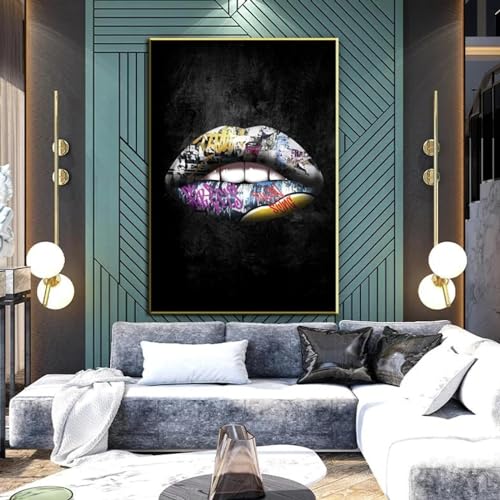 Graffitis lèvres sur toile pour créer un salon moderne et design