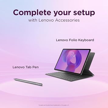 Lenovo Idea Tab Plus Android Tablet | 12.1 inch 2.5K (2560x1600) Display | MediaTek Dimensity 6400 | 12 GB RAM | 256 GB UFS 2.2 | Wi-Fi 5 | Luna Grey | Tab Pen + Folio Keyboard