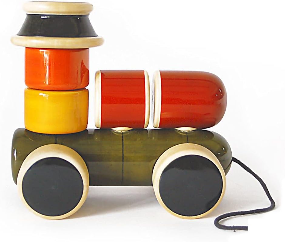 Maya Organic Handcrafted Wooden Toy Engine Stacker and Pull Toy