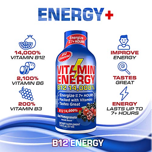 Vitamin Energy B12 Energy Drink Shots, Acai Pomegranate Flavor, Up To 7+ Hours Of Energy, 1.93 Fl Oz, 24 Count #TOP2