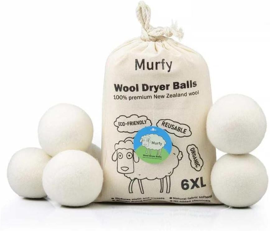 Wool Dryer Balls Set of 6 XL, Natural Fabric Softener