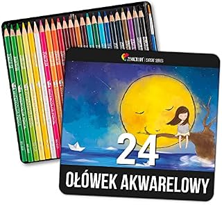 24 kredki akwarelowe, numerowane, z pędzelkiem w metalowym pudełku, zestaw do malowania akwarelami - 24 rozpuszczalne w wodzie, wyjątkowe i różnorodne - malarstwo dla dorosłych, dzieci i artystów