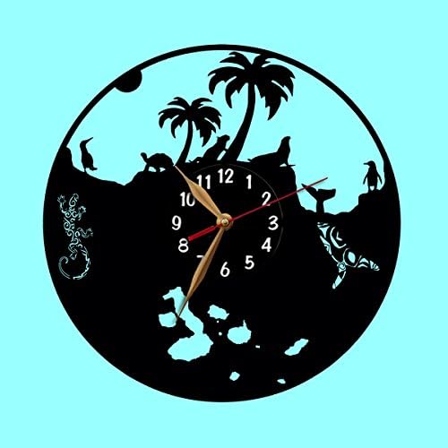 Galápagos Islands, Galapagos Wall Clock, Vinyl Record Clock 12 inch (30cm) / Modern, Animals, Black Wall Art Decor Laser cut of Vintage Vinyl Record