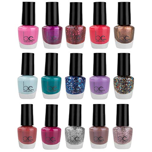 Beauty Concepts Nail Polish Set - Fingernail Polish for Women and Girls, 15 Mini Nail Polish Colors (Glossy and Glitter)