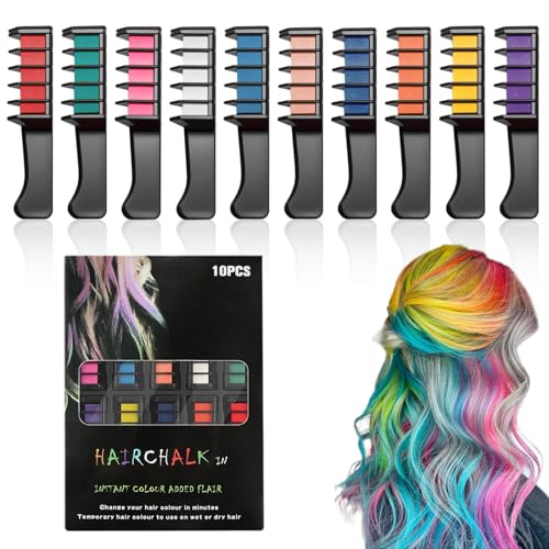 12 Colors Festive Fun Hair Chalk Combs, Advanced Hair Chalk