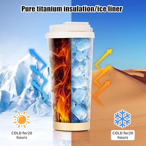 cifitegy Titanium Insulated Coffee Mug Water Bottle for Office Stylish Large Capacity Keeps Drinks Hot or Cold, Whole-Body Titanium Travel Mug for Hiking Camping (Convallaria) by cifitegy - Used condition - Image 4
