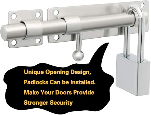 Miniatura 7 de Alise Pestillo de perno de barril de 8 pulgadas, cierre de perno deslizante, cerradura deslizante de acero inoxidable sólido SUS304 resistente para