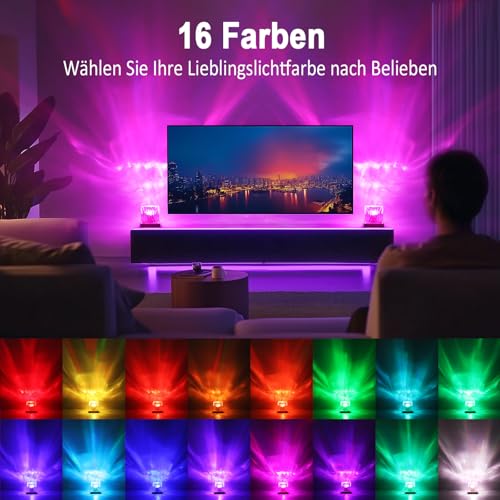TRUMPETS Sternenhimmel Projektor USB Wiederaufladbarer Nordlicht Lampe mit 16 RGB Farben für Erwachsene und Kinder