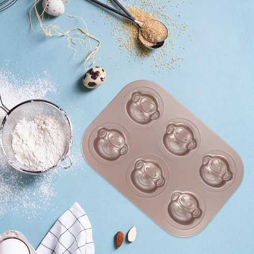 Hemobllo Monkey Shaped Cake Baking Pan - 6-Cup Carbon Steel Muffin Mould for Cartoon Cakes, Ideal Non-Stick Bakeware for Children's Desserts - Image 6
