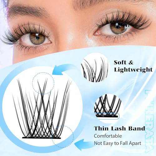 Phkerata Natural Lash Clusters Wispy Eyelash Clusters 110 Pcs Cluster Eyelash Extensions C Curl Individual Lashes 10-16 Mm Mix Length Natural Look Lashes Clusters With Thin Lash Band thumb #2
