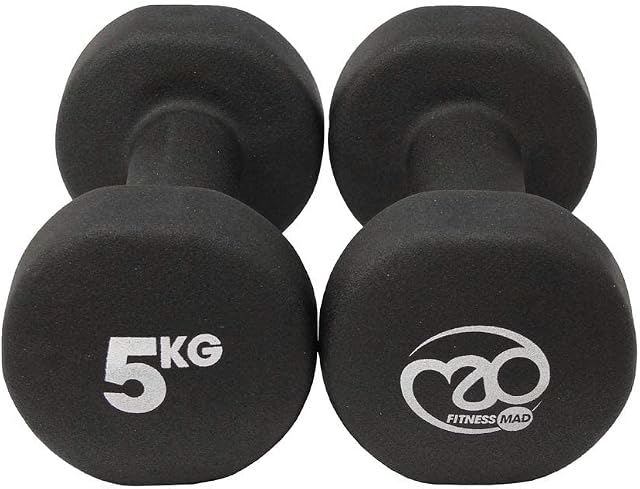 Fitness Mad Neo Dumbbells, Pair of Dumbbells, Weights 0.5kg - 6kg, Multi Coloured & Black