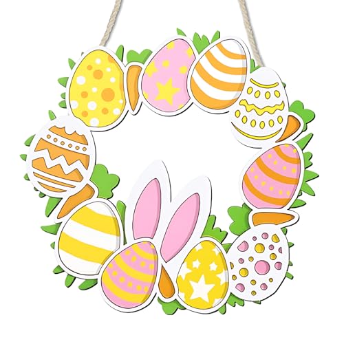 Easter Door Decorations Spring Wreath - Rabbit Carrot Eggs Decor
