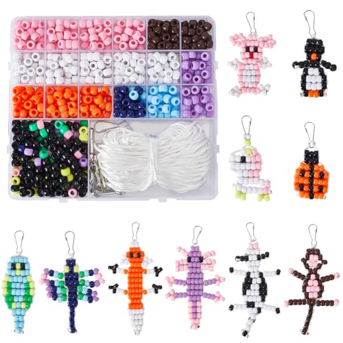 Kits para hacer llaveros con cuentas de pony de animales: juego de cuentas coloridas DIY