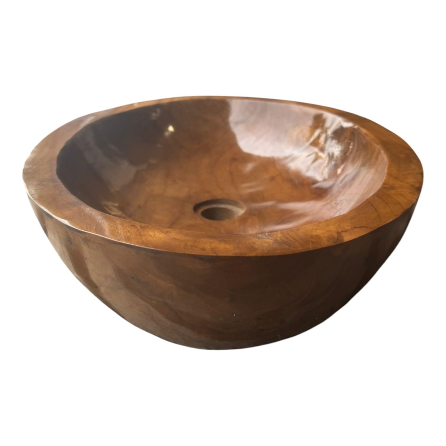 Lavabo en teck ovale 30x25 / 40x30 / 60x40 cm – Vasque à poser en bois pour salle de bain ou WC – Surface lisse – Produit naturel – Vasque décorative en bois massif (60x40cm)