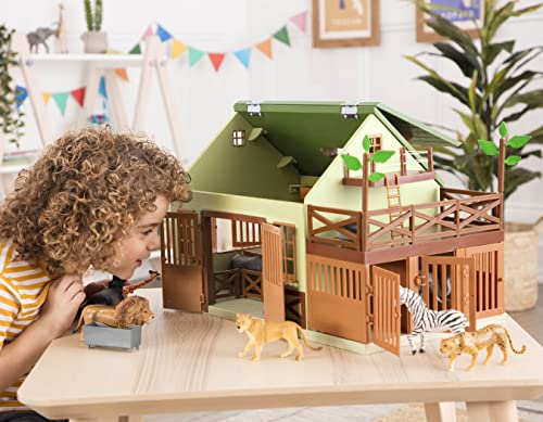 Image of Terra by Battat Animal Hospital Wooden Vet Clinic Toy Barn Playset | 15-piece wooden animal hospital with openable rooftop, ladder, 5 fences, 2 trees, exam table and scale, Playsets, 3+ Years