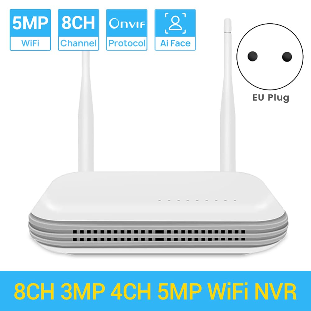 Correa WiFi NVR Mini 4CH 5MP/8CH 3MP XMeye WiFi Videoregistratore per di Sicurezza Wireless Face Detection P2P 265-Spina Europea