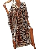 ASHER FASHION Kaftan Dresses for Women, Plus Size Swimsuit Cover Up for Poolside, Resort, and Loungewear