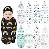 Personalized Custom Baby Blanket and Hat with Name - Babies Animals Blankets Nursery Soft Customized...