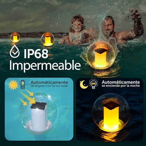 Miniatura 2 de Visofo Luces Solares Flotantes Para Piscina, Impermeables, Para Exteriores, Farolillos Parpadeantes, Decoración De Paisaje, Bolas Luminosas Para Piscina, Spa, Dormitorio, Decoración Nocturna 1 Unidad