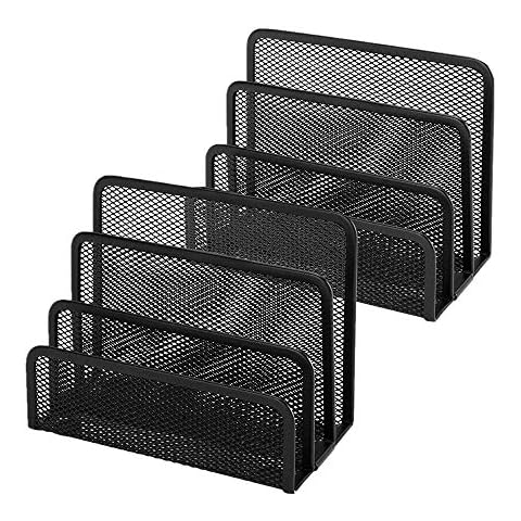 Desk Mail Organizer Small File Letter Holder Metal Mesh Desktop Storage for Home or Office Desk (2 Pack Black) Cover