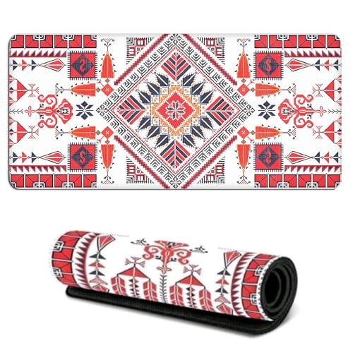 Mouse Pad, Geometric Pattern Extended Mouse Pad, Large Gaming Mouse Pad with Stitched Edges, 800x300x3 mm, Anti-Slip Rubber Base, Suitable for Gaming, Desktop, Office use