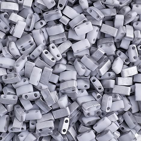 Miyuki TILA Half Cut 5x2.3mm 2 Hole White Opaque Labrador Matte HTL4558 50Gms Bulk Bag of Japanese Glass Beads
